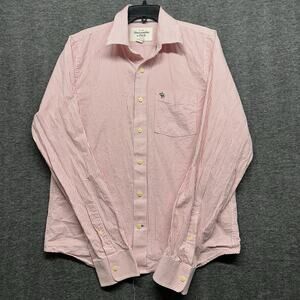 Abercrombie & Fitch Shirt Mens‎ XL PINK Striped Button Up Muscle Adult Y2K